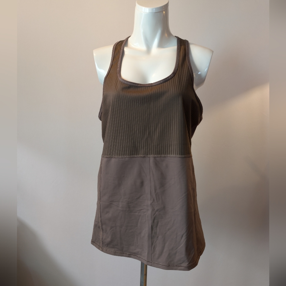 Athleta Taupe Brown Ribbed Tank Top Size Large